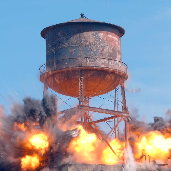 Water tower explosion